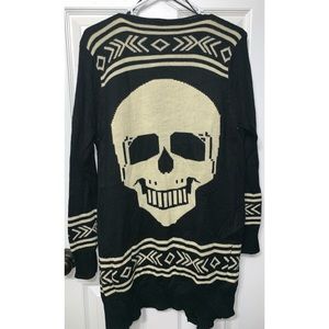 Long Knit Skull Cardigan